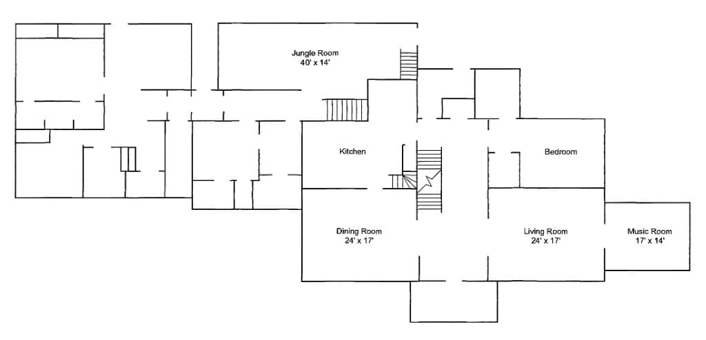 Original 2D floor plan for a large apartment layout