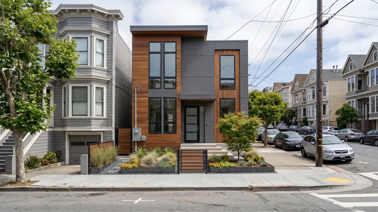 Modern narrow lot home rendering for an urban infill teardown property