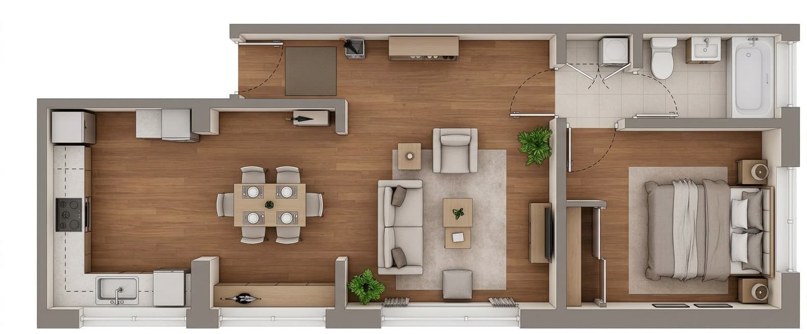 Generate a furnished 3D visual