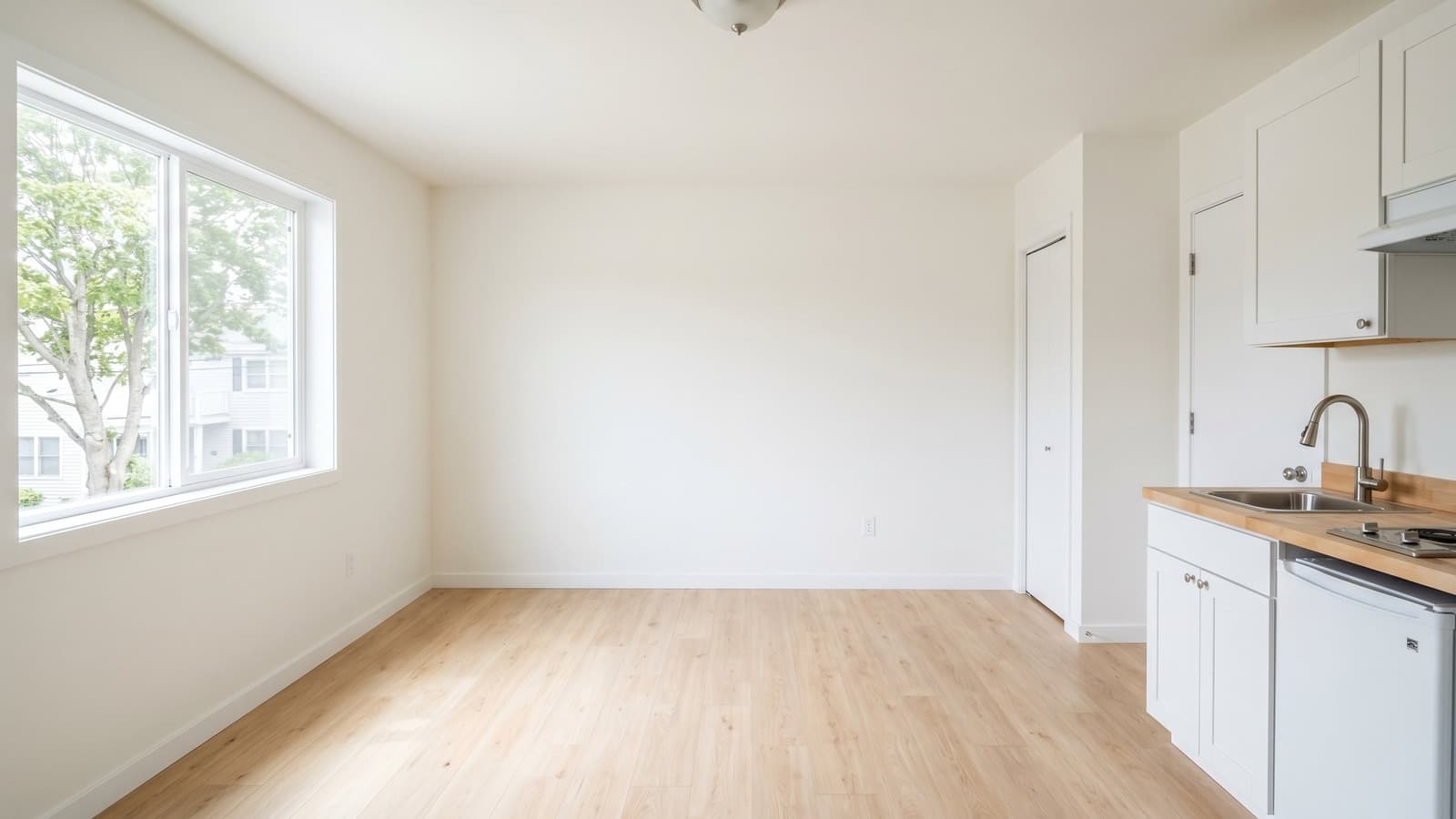 Studio Apartment Virtual Staging Before and After Examples Coastal Before