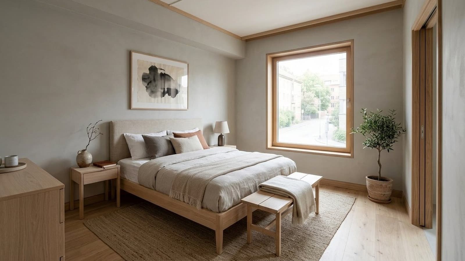 Bedroom Virtual Staging Before and After Examples Japandi After