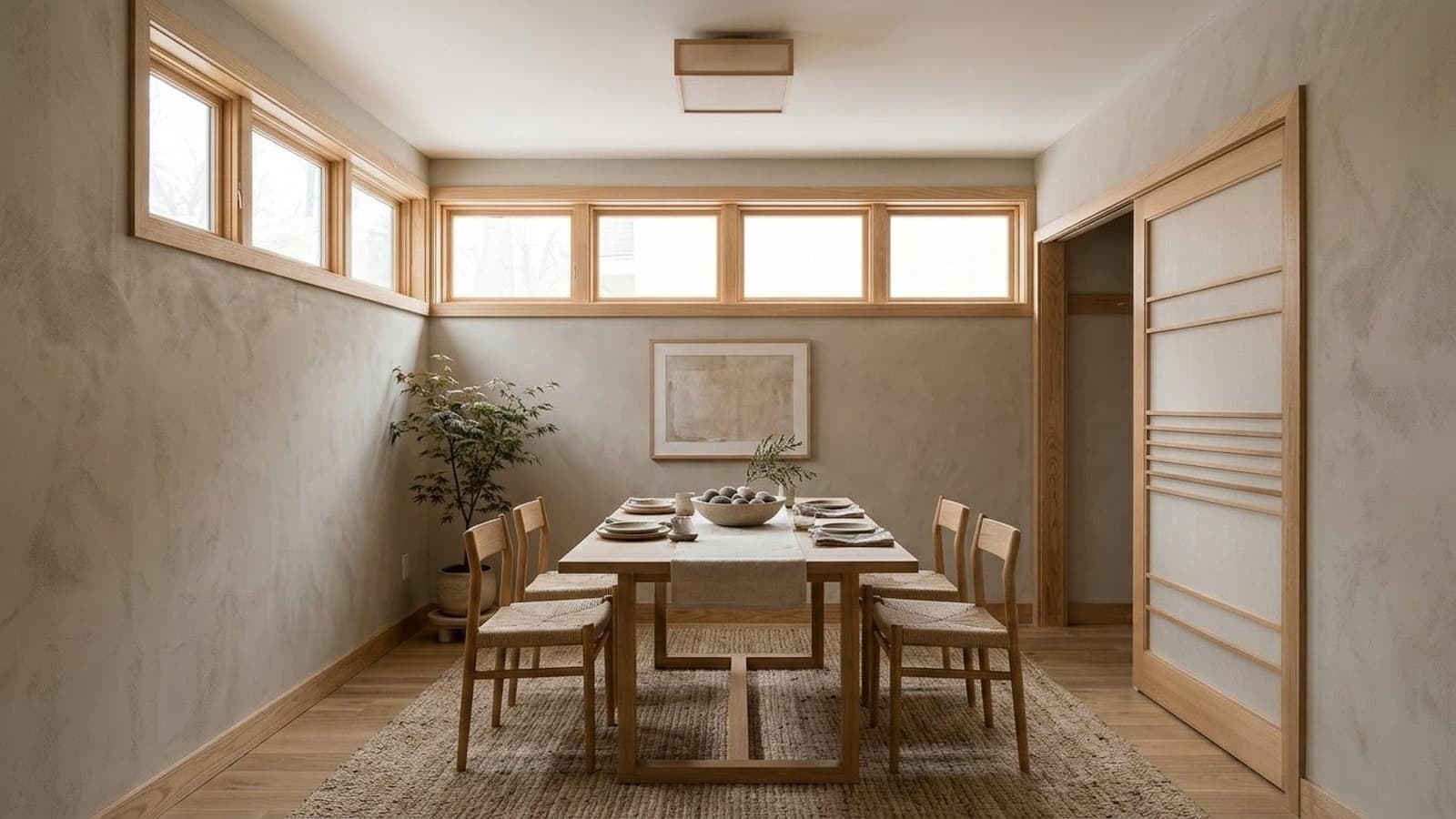 Dining Room Virtual Staging Before and After Examples Japandi After