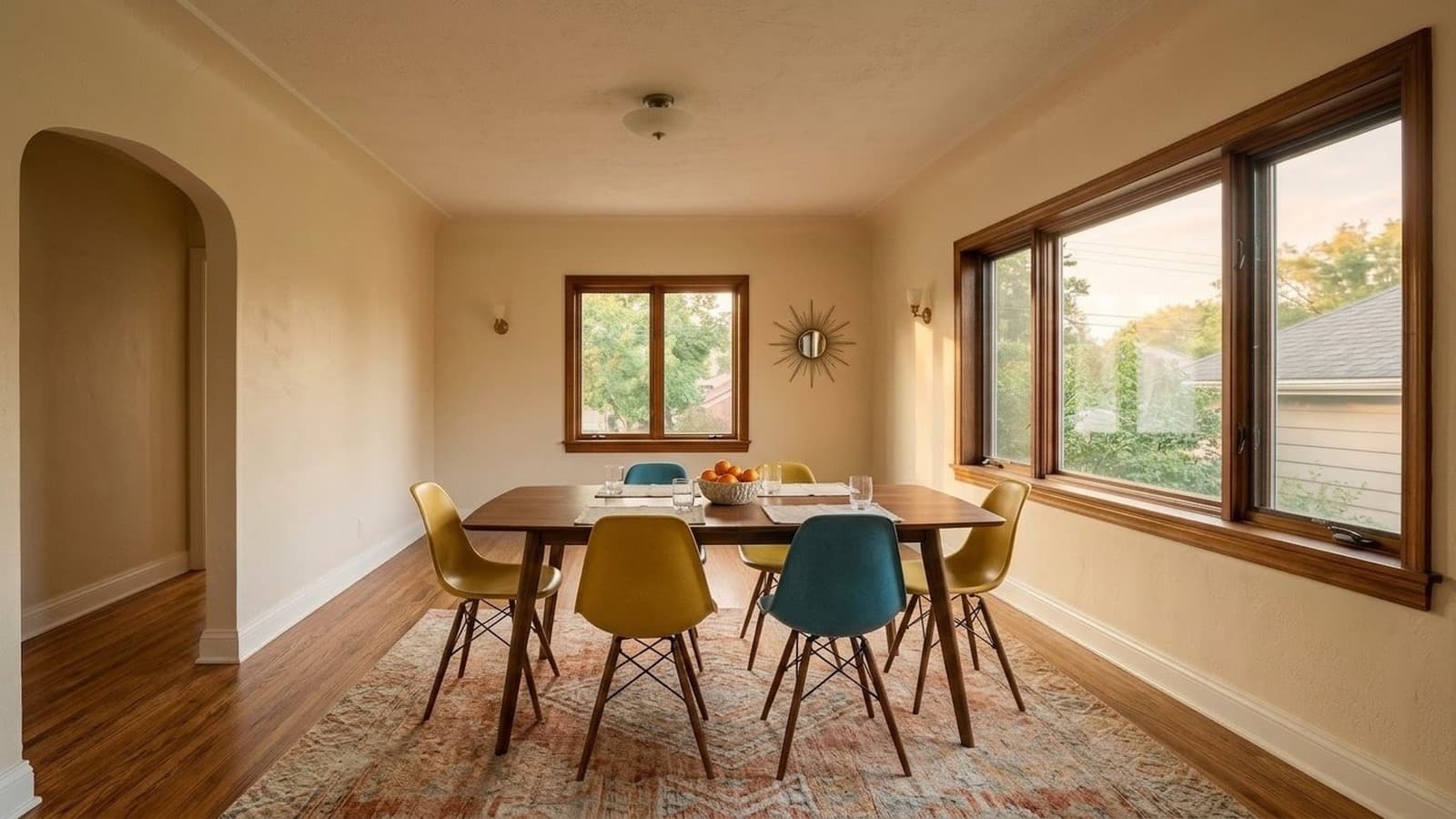Dining Room Virtual Staging Before and After Examples Mid-Century Modern After