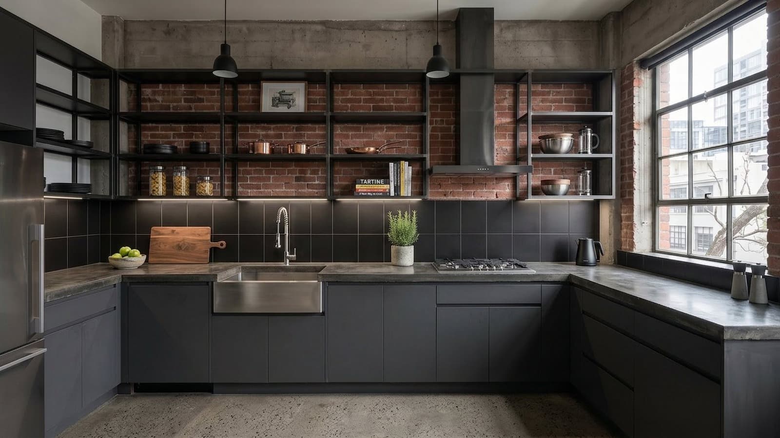 Kitchen Virtual Staging Before and After Examples Industrial After