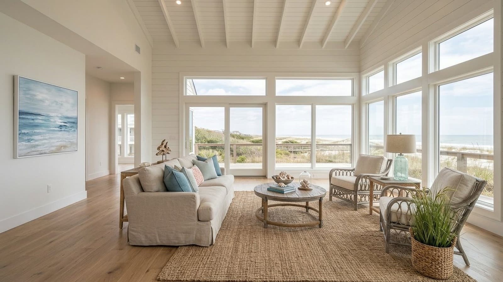 Living Room Virtual Staging Before and After Examples Coastal After