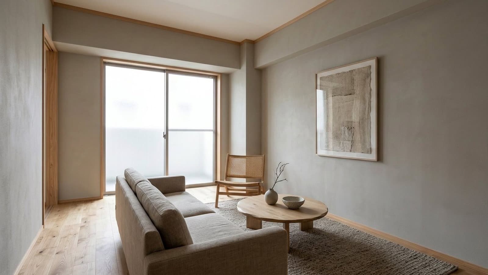 Living Room Virtual Staging Before and After Examples Japandi After
