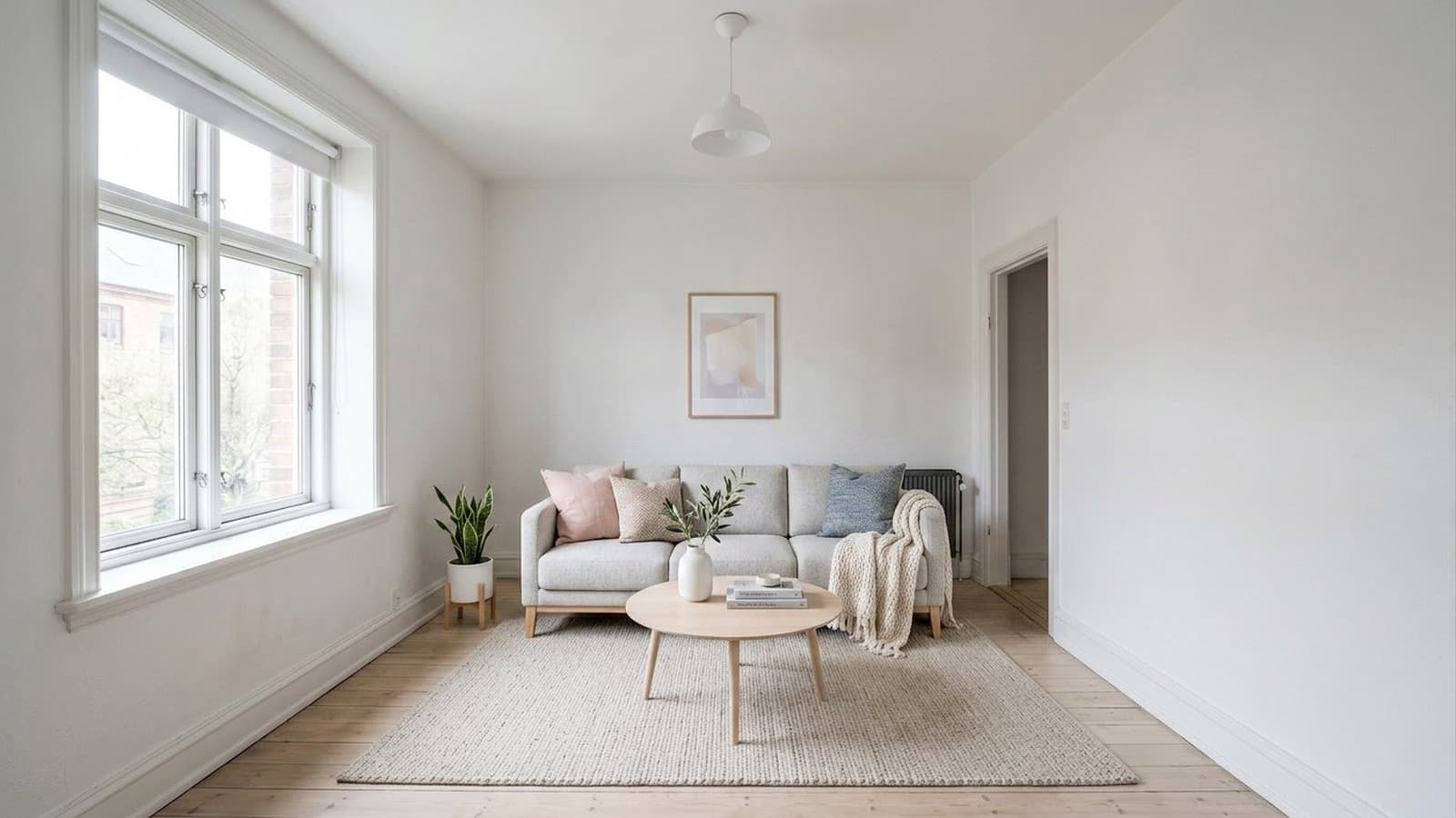Living Room Virtual Staging Before and After Examples Scandinavian After