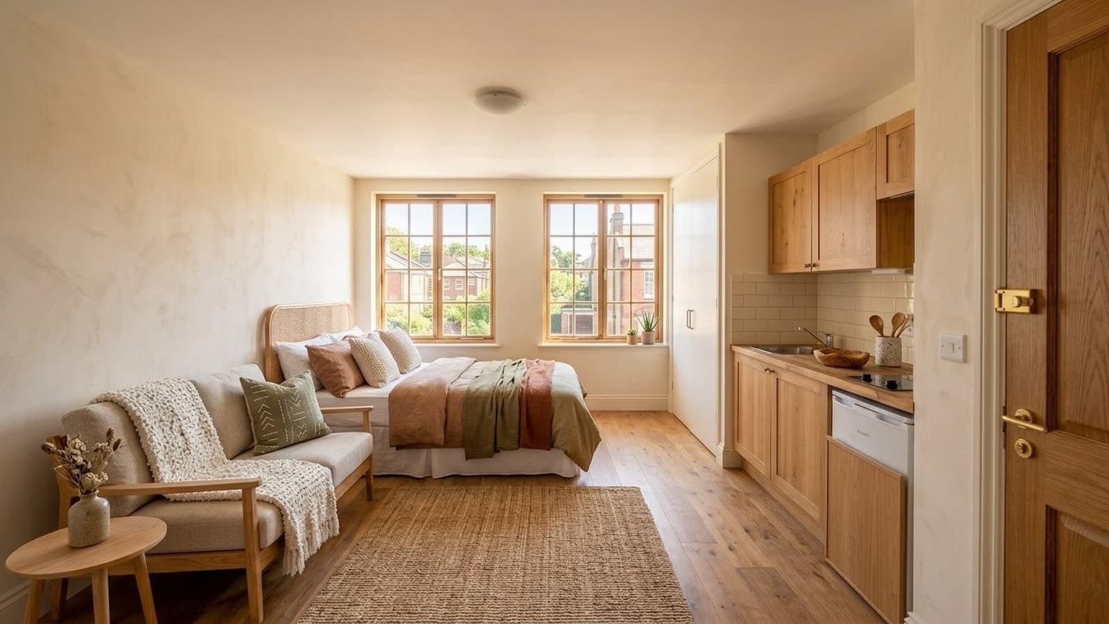 Studio Apartment Virtual Staging Before and After Examples Bohemian After