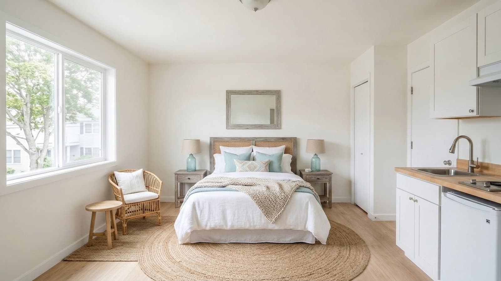 Studio Apartment Virtual Staging Before and After Examples Coastal After