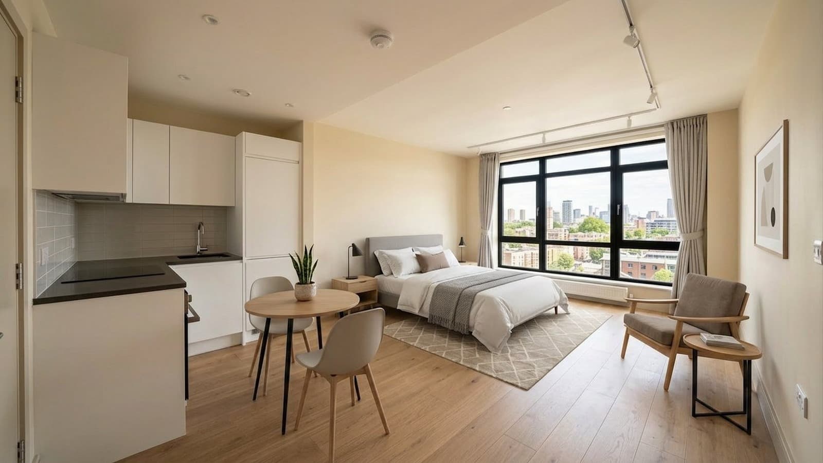 Studio Apartment Virtual Staging Before and After Examples Modern After