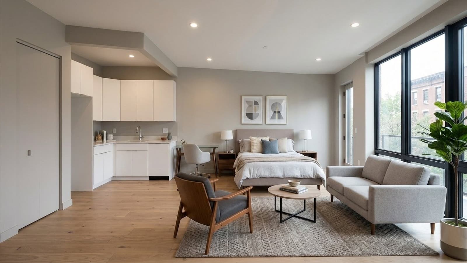 Studio Apartment Virtual Staging Before and After Examples Modern After