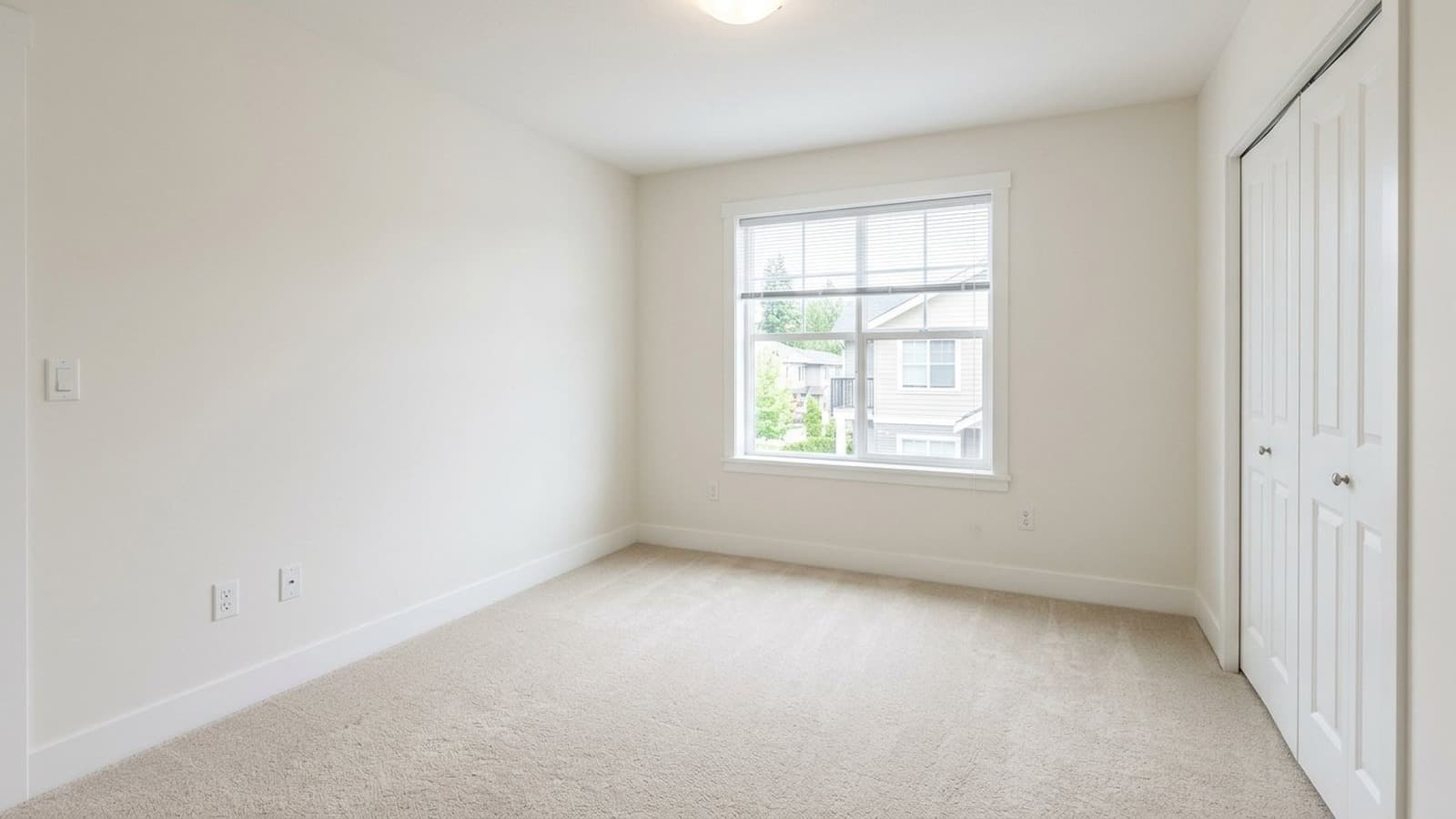 Clean empty rental bedroom after AI furniture removal, belongings cleanup, and listing photo enhancement