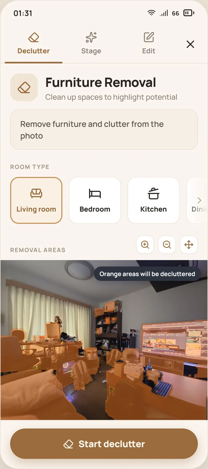 Declutter screen