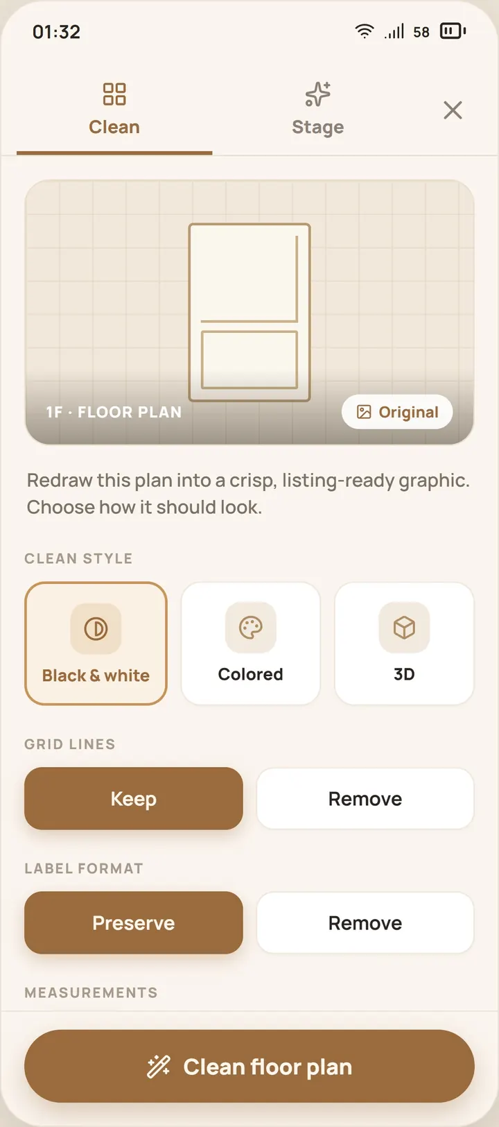 Floor plan screen