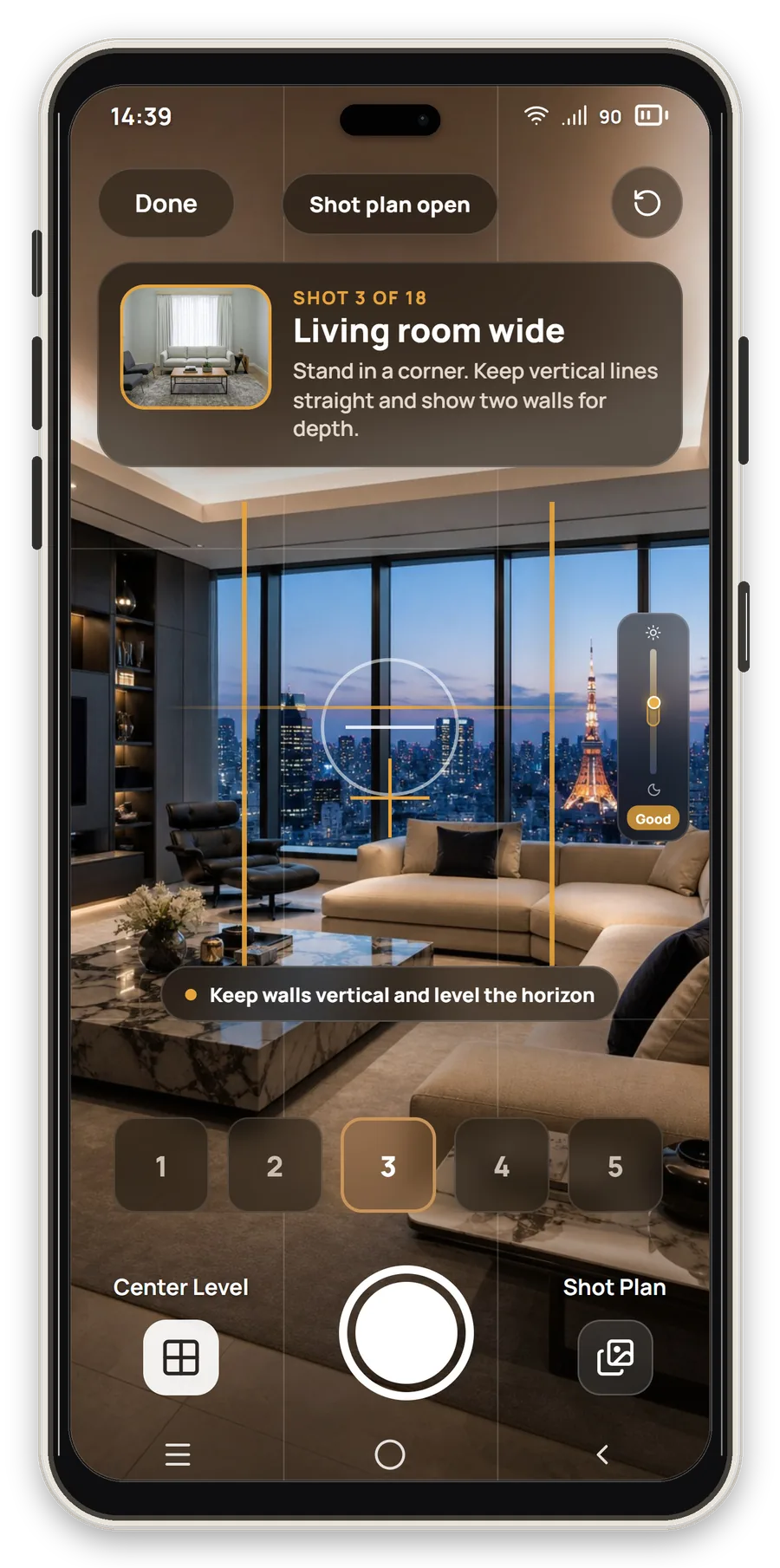 PropLens camera guidance on iPhone