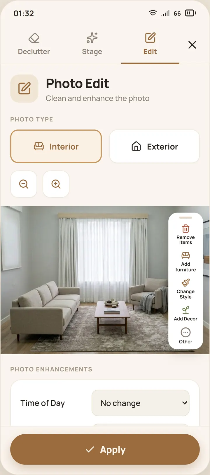 Photo editor screen